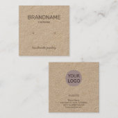 Handgemaakte Eenvoudige Logo met oorstrelingstaart Vierkante Visitekaartje (Voorkant / Achterkant)