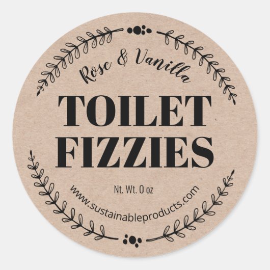 Handgemaakte Fizzy Toilet Reiniging Bomlabels Ronde Sticker (Voorkant)