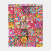 Handgemaakte Floral Patchwork Quilt Achtergrond Fleece Deken (Voorkant)