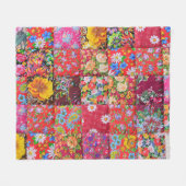 Handgemaakte Floral Patchwork Quilt Achtergrond Fleece Deken (Voorkant (Horizontaal))