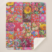 Handgemaakte Floral Patchwork Quilt Achtergrond Sherpa Deken (Voorkant)