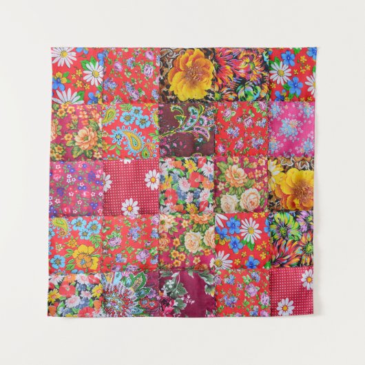 Handgemaakte Floral Patchwork Quilt Achtergrond Wandkleed (Voorkant (horizontaal))
