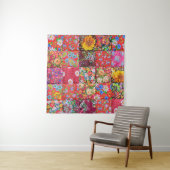 Handgemaakte Floral Patchwork Quilt Achtergrond Wandkleed (In Situ (horizontaal))