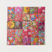 Handgemaakte Floral Patchwork Quilt Achtergrond Wandkleed (Voorkant)