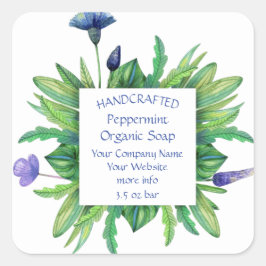 Handgemaakte Flower White Vierkante Sticker