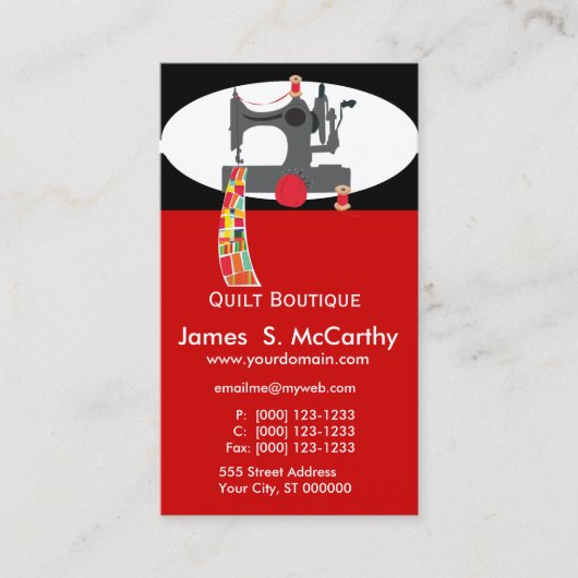 Handgemaakte gebogen Antiek naaimachine Visitekaartje (Voorkant)