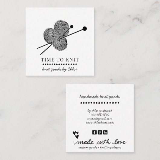 handgemaakte gebreide artikelen vierkante visitekaartje (Voorkant / Achterkant)