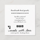 handgemaakte gebreide artikelen vierkante visitekaartje (Achterkant)