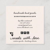 handgemaakte gebreide artikelen vierkante visitekaartje (Achterkant)