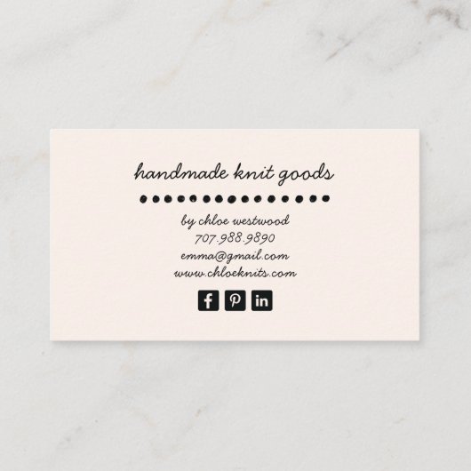 handgemaakte gebreide artikelen visitekaartje (Achterkant)