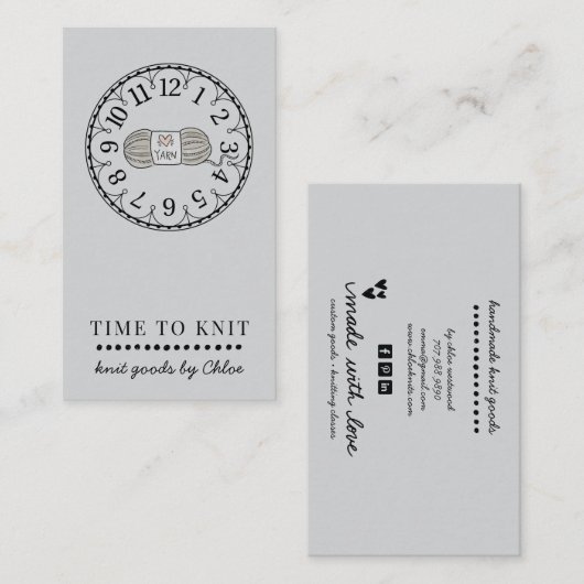 handgemaakte gebreide artikelen visitekaartje (Voorkant / Achterkant)