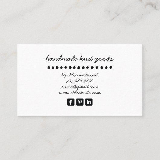 handgemaakte gebreide artikelen visitekaartje (Achterkant)