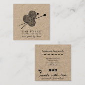 Handgemaakte gebreide goederen Kraft Vierkante Visitekaartje (Voorkant / Achterkant)