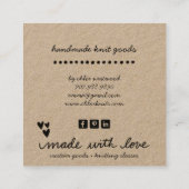 Handgemaakte gebreide goederen Kraft Vierkante Visitekaartje (Achterkant)
