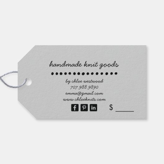 Handgemaakte gebreide goederen Prijs Labels Cadeaulabel (Achterkant Horizontaal)
