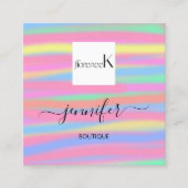 Handgemaakte Geel Roze Abstract Aangepaste QR LOGO Vierkante Visitekaartje (Voorkant)