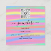 Handgemaakte Geel Roze Abstract Aangepaste QR LOGO Vierkante Visitekaartje (Achterkant)