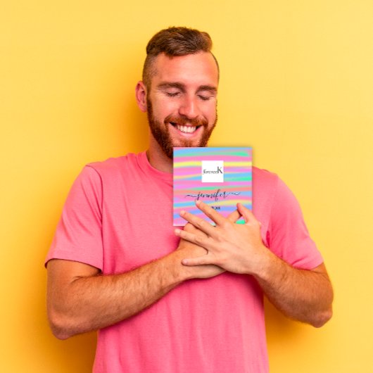 Handgemaakte Geel Roze Abstract Aangepaste QR LOGO Vierkante Visitekaartje