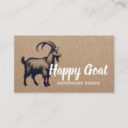 Handgemaakte geitenmelkzeep Happy Boerderij Rustic Visitekaartje (Voorkant)