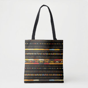 Handgemaakte gekleurde strepen heldere stampnaadlo tote bag
