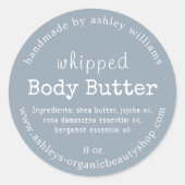 Handgemaakte geklopte body butter Blauwe Zakelijke Ronde Sticker (Voorkant)