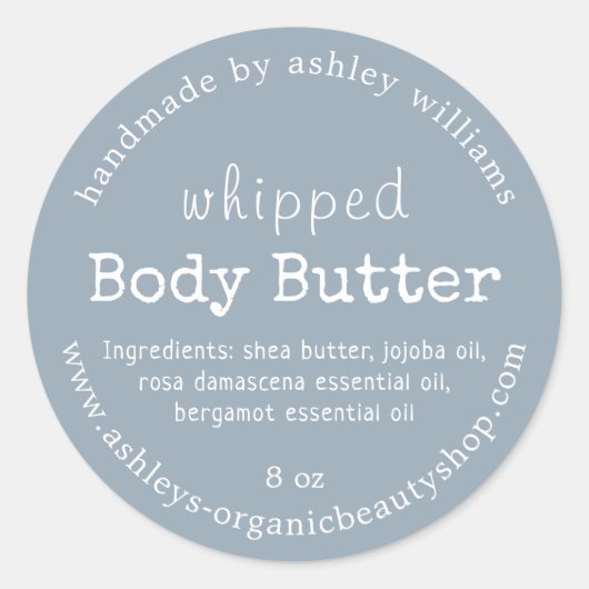 Handgemaakte geklopte body butter Blauwe Zakelijke Ronde Sticker (Voorkant)