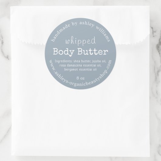 Handgemaakte geklopte body butter Blauwe Zakelijke Ronde Sticker (Tas)