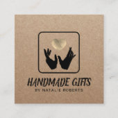 Handgemaakte Gift Handen & Hart Rustieke Kraft Vierkante Visitekaartje (Voorkant)