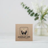 Handgemaakte Gift Handen & Hart Rustieke Kraft Vierkante Visitekaartje (Staand voorkant)