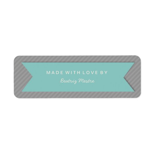 Handgemaakte Gift Label Labels op Grijze Strepen (Voorkant)