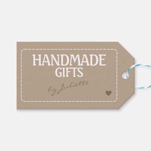 Handgemaakte Gifts Rustic Kraft Paper Dank u Label Cadeaulabel (Voorkant (Horizontaal))