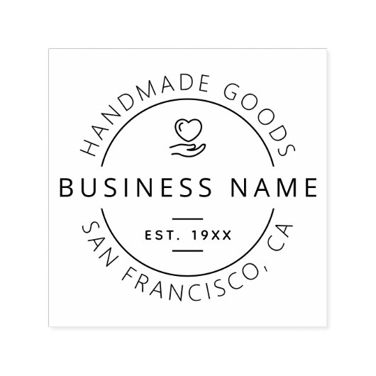Handgemaakte goederen | Aangepaste bedrijfsnaam en Zelfinktende Stempel (Design)