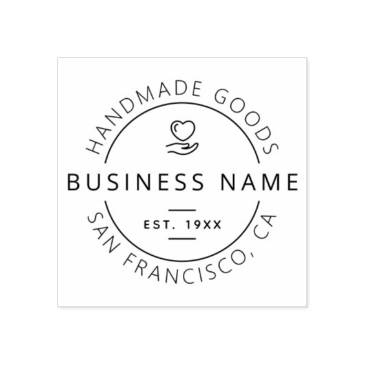 Handgemaakte Goederen Bedrijfsnaam, Locatie & Est. Rubberstempel (Afrduk)