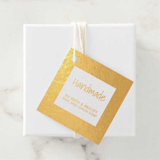 Handgemaakte gouden vierkante gepersonaliseerde kl bedankjes labels (Met doos)