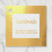 Handgemaakte gouden vierkante gepersonaliseerde kl bedankjes labels (Voorkant)
