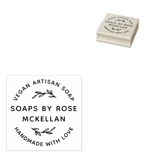 Handgemaakte Greenery Handmade with Love Rubberstempel (Gestempeld)