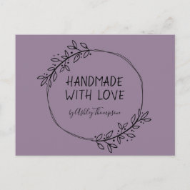 Handgemaakte groene krans aardse paars briefkaart