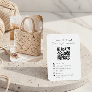 Handgemaakte Haak Zakelijke Kaart Minimaal QR Code Visitekaartje