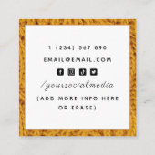 Handgemaakte hakhaakjes toevoegen Oranje sociale m Vierkante Visitekaartje (Achterkant)