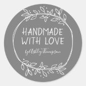 Handgemaakte handleiding met liefdesgepersonalisee ronde sticker (Voorkant)