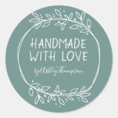 Handgemaakte handleiding met persoonlijke liefde, ronde sticker (Voorkant)