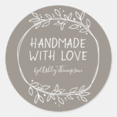 Handgemaakte handleiding met persoonlijke liefdesi ronde sticker (Voorkant)