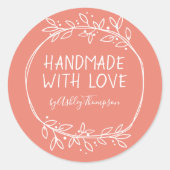 Handgemaakte handleiding met persoonlijke liefdesi ronde sticker (Voorkant)