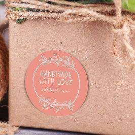 Handgemaakte handleiding met persoonlijke liefdesi ronde sticker