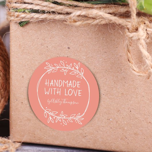 Handgemaakte handleiding met persoonlijke liefdesi ronde sticker