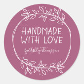 Handgemaakte handleiding met persoonlijke liefdesi ronde sticker (Voorkant)