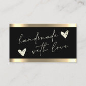 Handgemaakte Hearts Gold Stripe Black Visitekaartje (Voorkant)