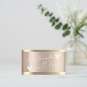 Handgemaakte Hearts Gold Stripe Roos Gold Visitekaartje (Staand voorkant)