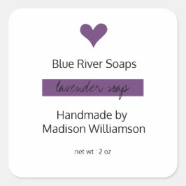 Handgemaakte | Homemade Lavender Soap | Bedrijfsna Vierkante Sticker