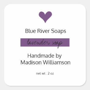 Handgemaakte   Homemade Lavender Soap   Bedrijfsna Vierkante Sticker